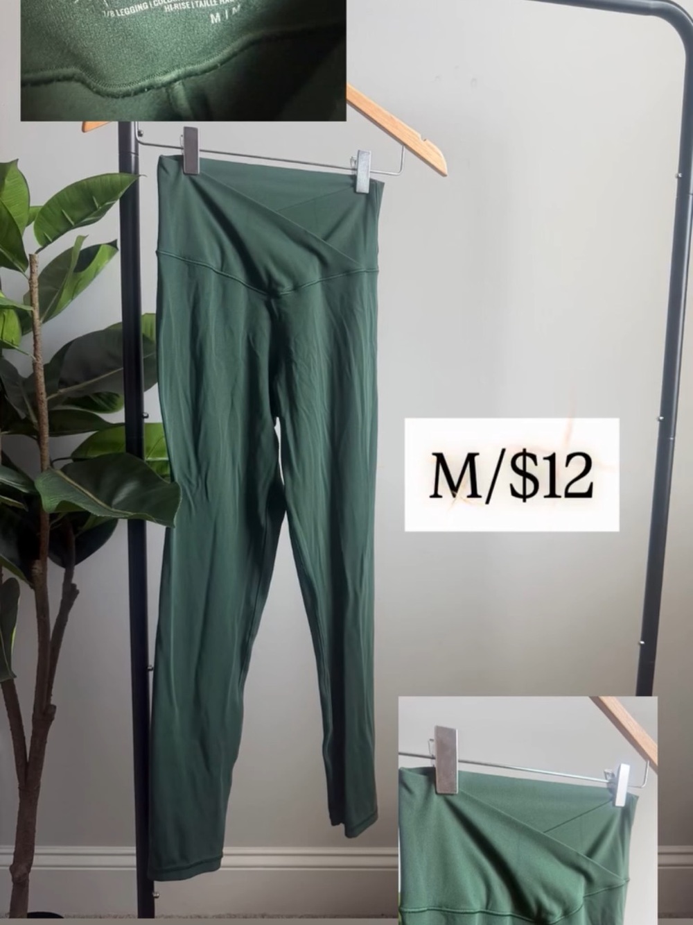 Aerie High-Rise Dark Green Leggings with V-Waistband - M